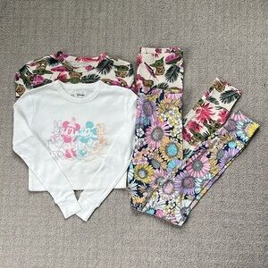 Girls Gap Disney Long Sleeve Long Pant Pajamas Yoda Mickey 2Lot Size 10